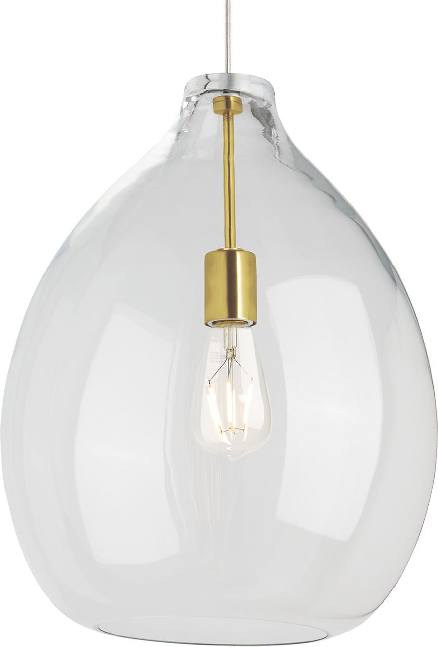 Quinton Pendant in Clear Natural Brass Bulb Not Included