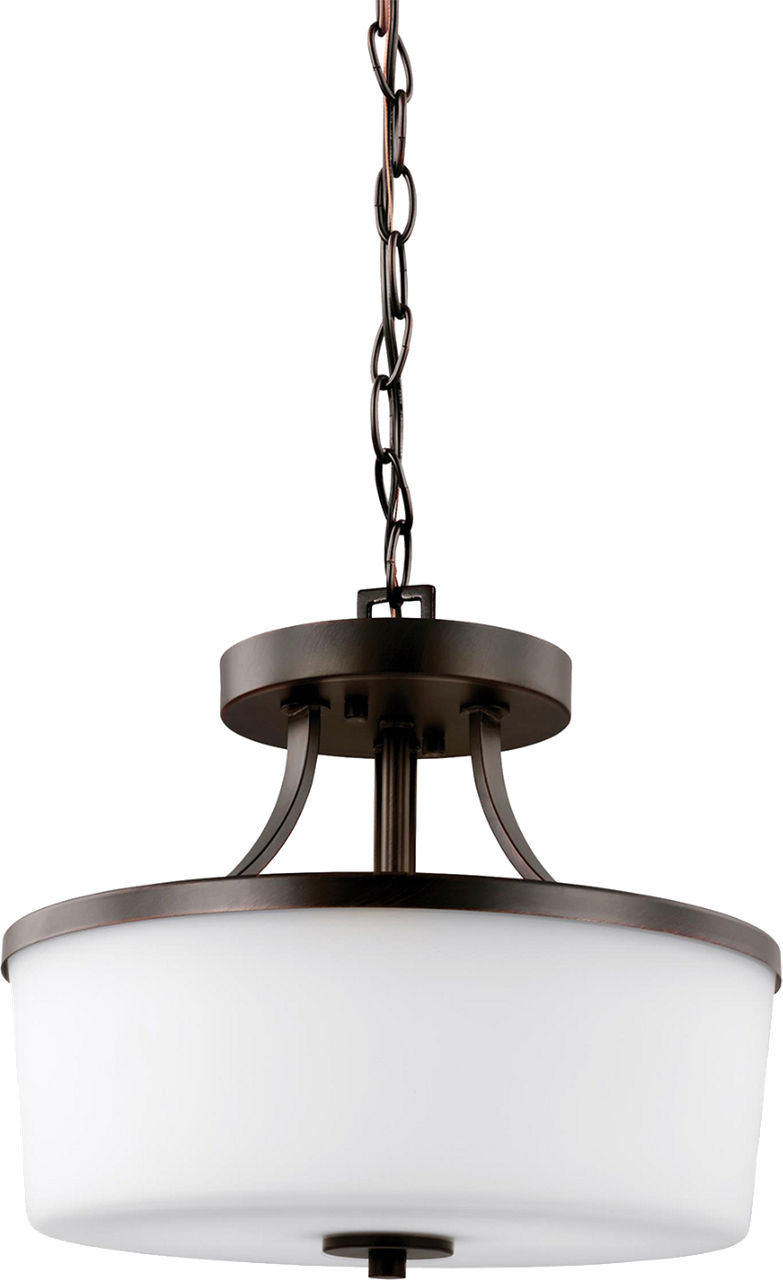 Hettinger Two Light Semi-Flush Convertible Pendant Bronze Bulbs Inc