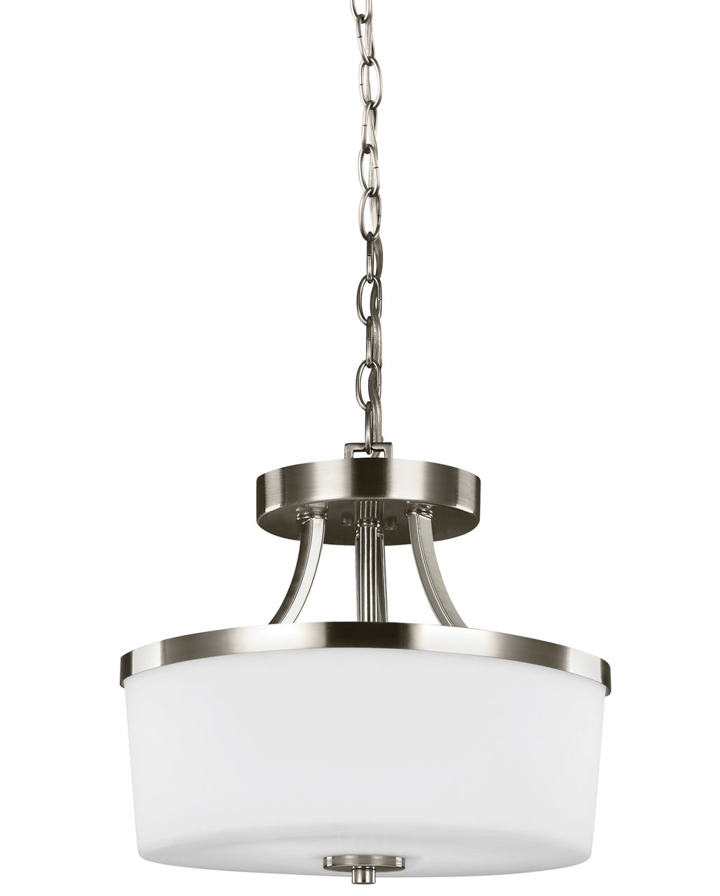 Hettinger Two Light Semi-Flush Convertible Pendant Brushed Nickel