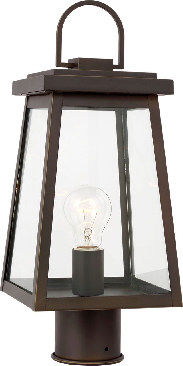 Founders Post Lantern in Antique Bronze Frosted Bulb