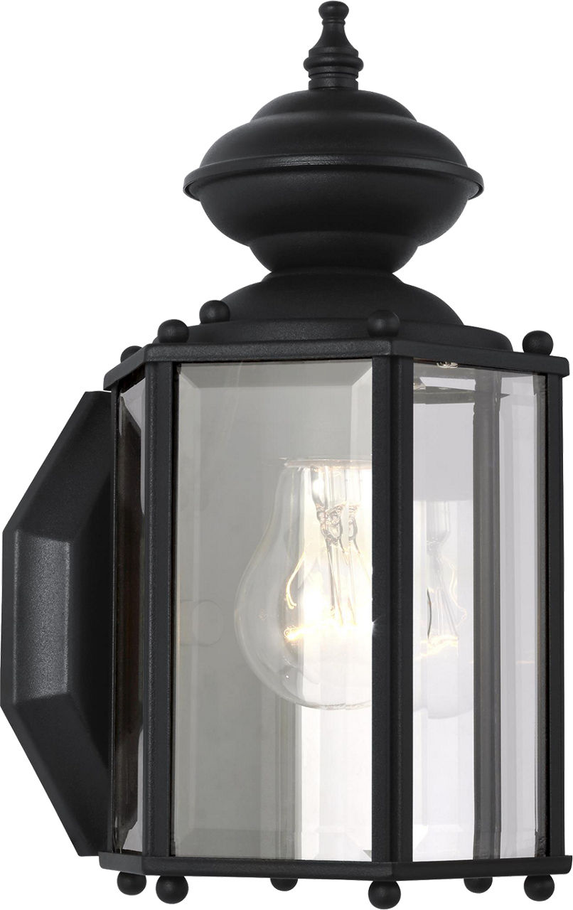 Classico One Light Small Outdoor Wall Lantern Black Clear Bulbs Inc
