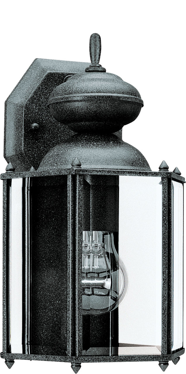 Classico One Light Medium Outdoor Wall Lantern Black Clear Bulbs Inc