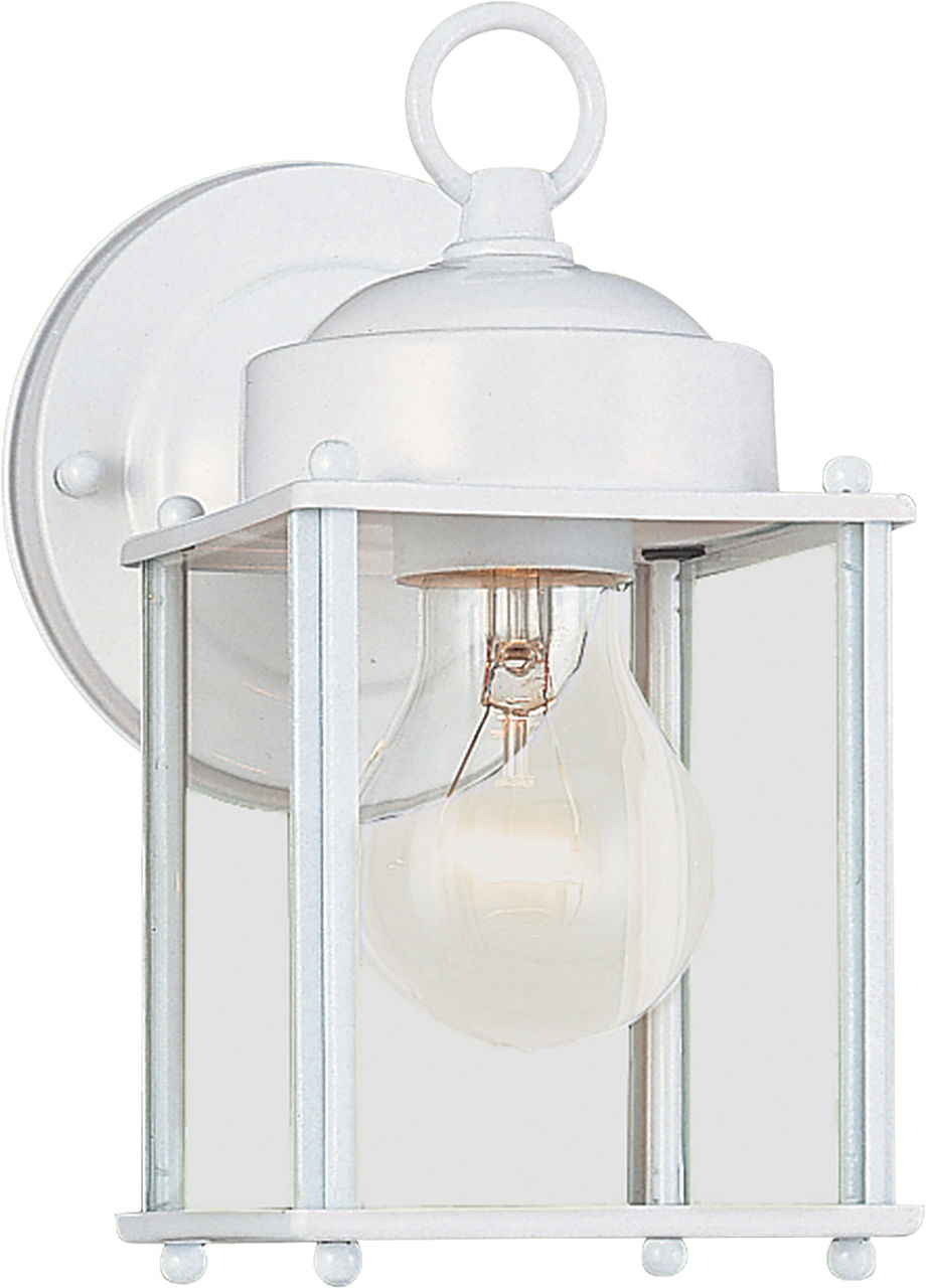 New Castle One Light Small Outdoor Wall Lantern White Clear Bulbs Included