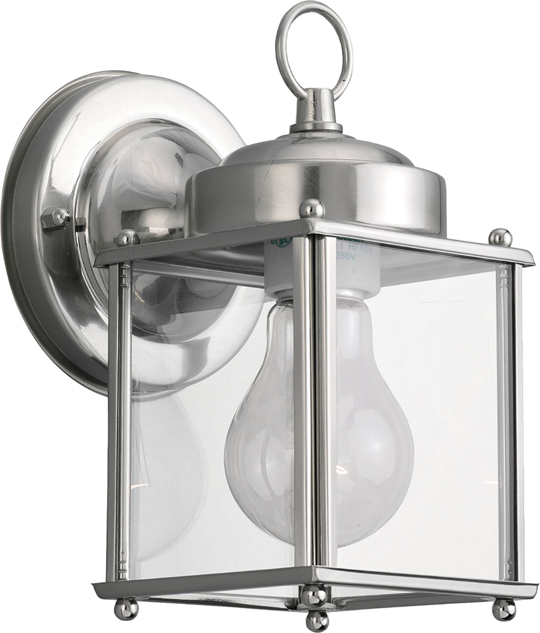 New Castle One Light Small Outdoor Wall Lantern Antique Brushed Nickel Clear Bulbs Included