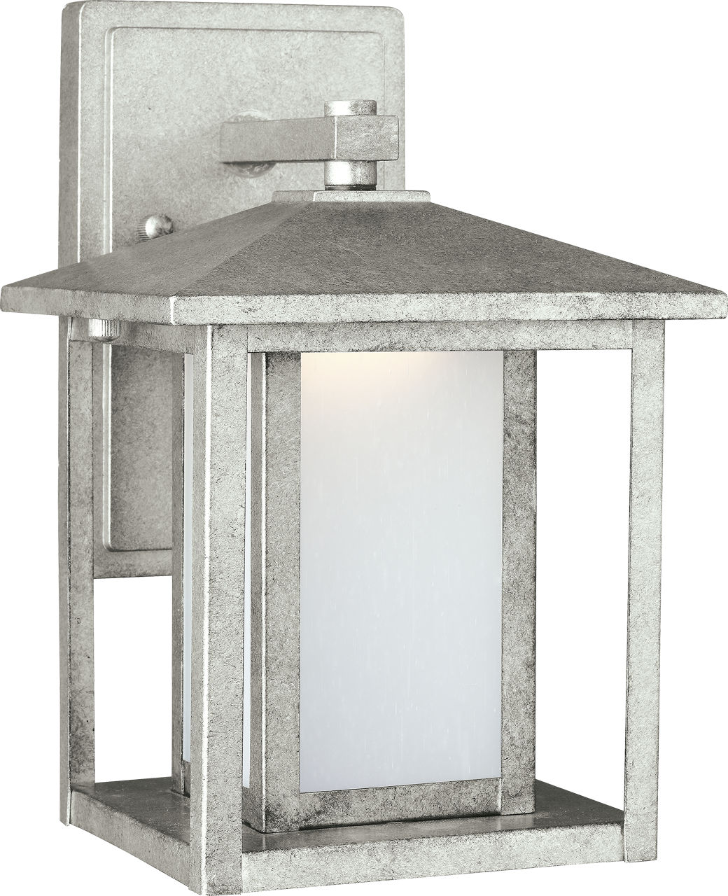 Hunnington 11" Lantern in Weathered Pewter with Etched Seeded Glass Panels Dedicated LED