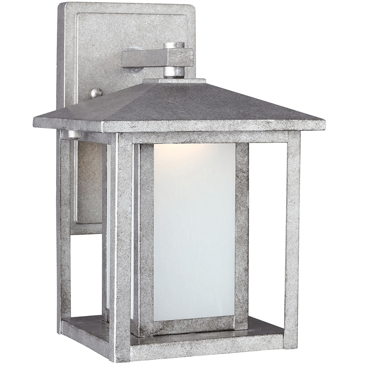 Hunnington Small Wall Lantern in Weathered Pewter with Etched Seeded Glass Panels Bulb(s) Included