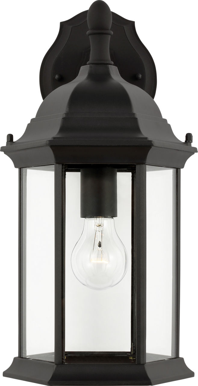 Sevier Medium Downlight Wall Lantern in Black with Clear Glass Panels Bulb(s) Included