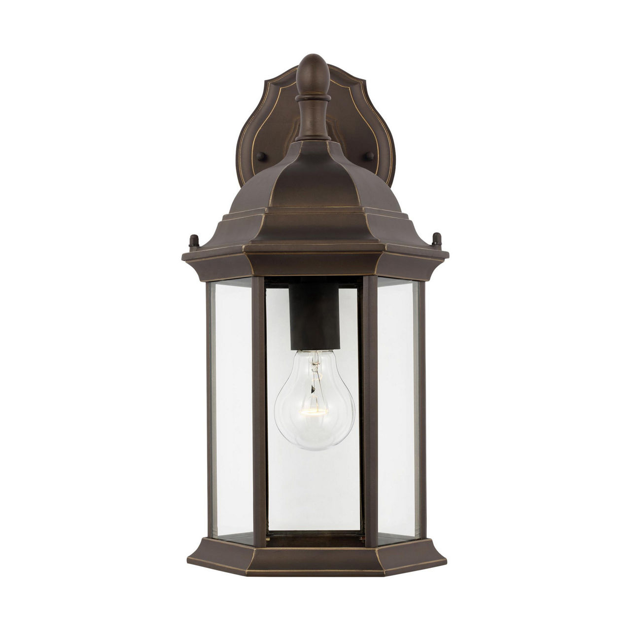 Sevier Medium Downlight Wall Lantern in Antique Bronze with Clear Glass Panels Bulb(s) Included