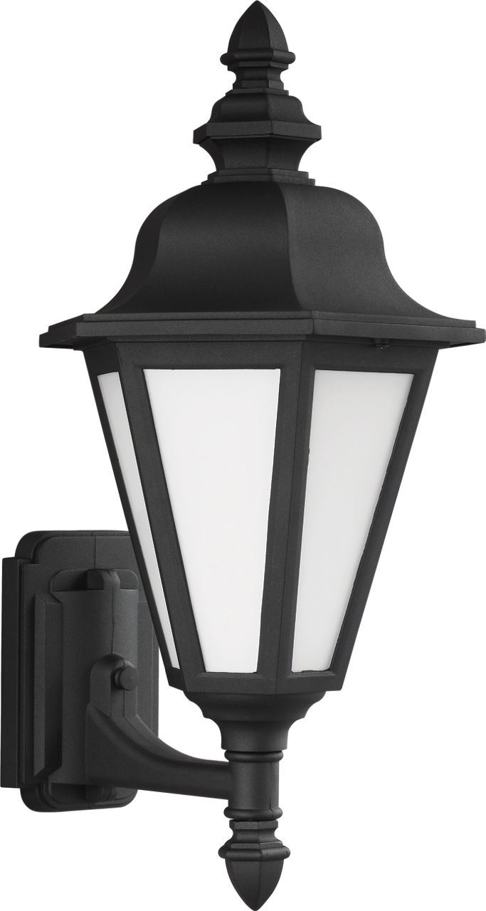 Brentwood Large Wall Lantern in Black with Smooth White Glass Panels Bulb(s) Included