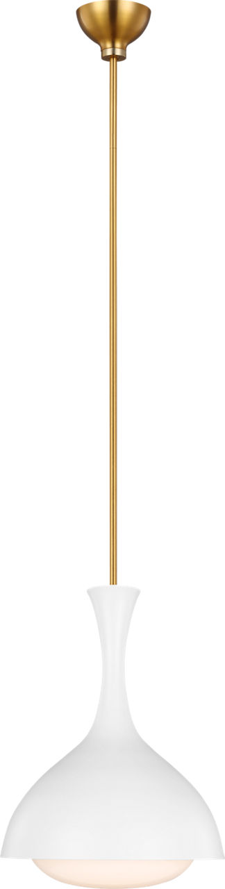 Lucerne One Light Small Pendant in Matte White and Burnished Brass