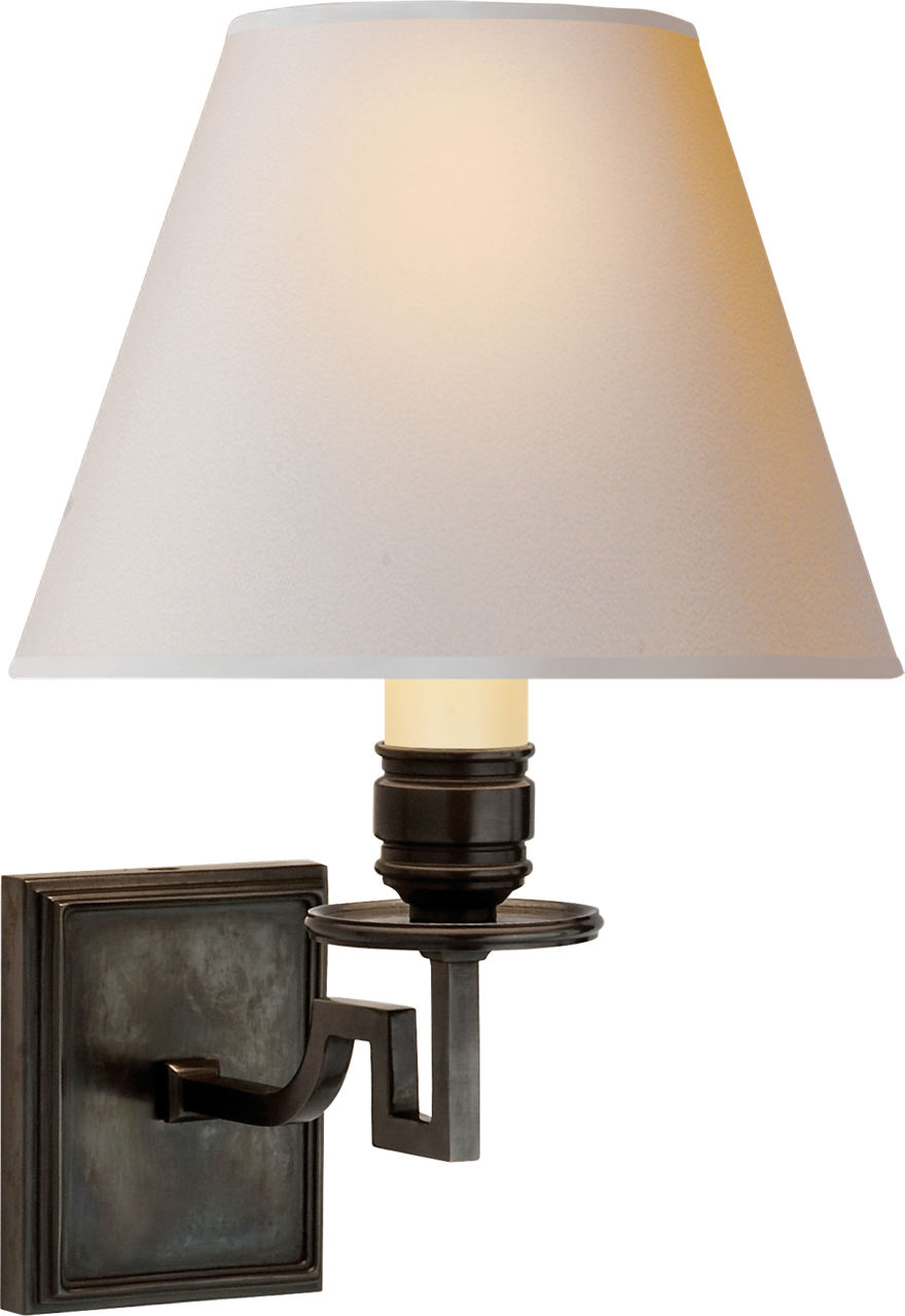 Dean Single Arm Sconce in Gun Metal with Natural Paper Shade