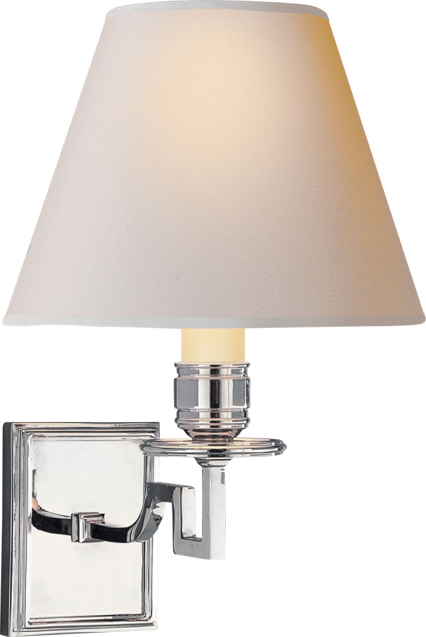 Dean Single Arm Sconce in Polished Nickel with Natural Paper Shade