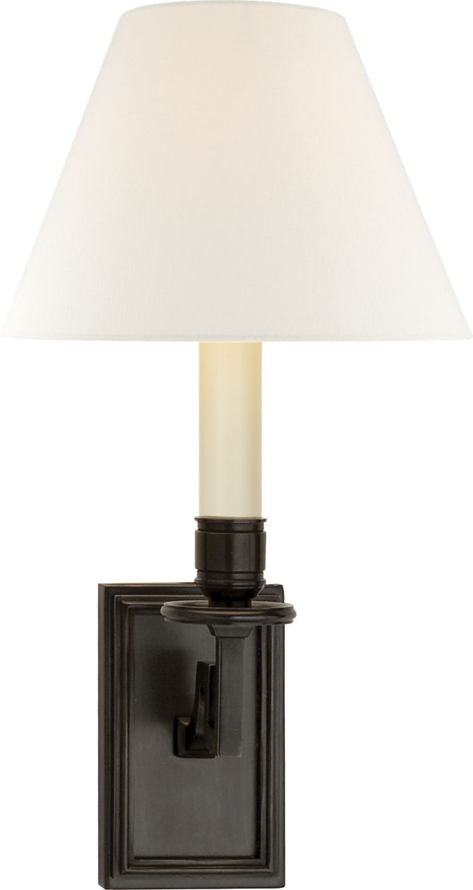 Dean Library Sconce in Gun Metal with Linen Shade