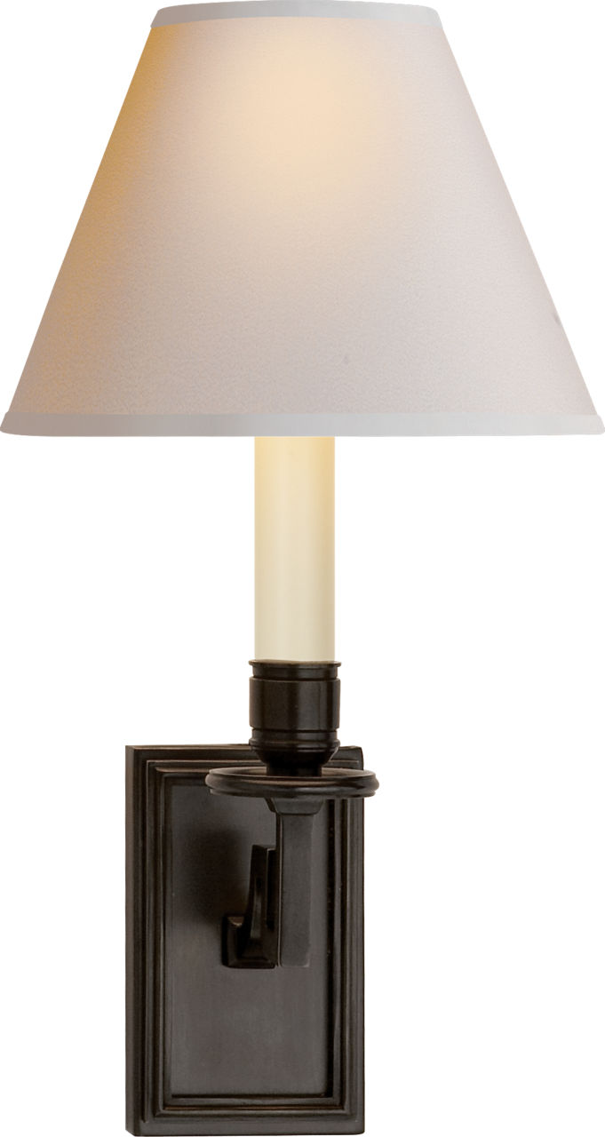 Dean Library Sconce in Gun Metal with Natural Paper Shade