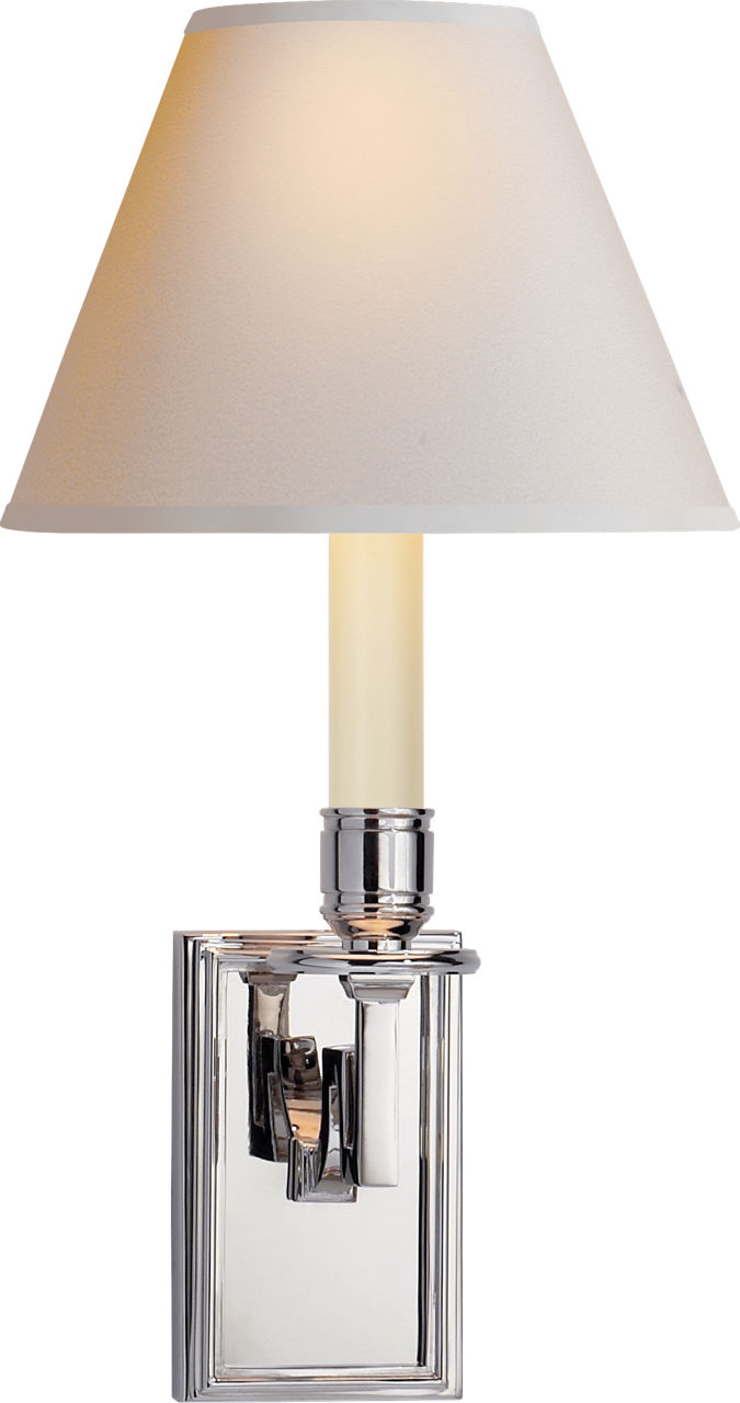 Dean Library Sconce in Polished Nickel with Natural Paper Shade