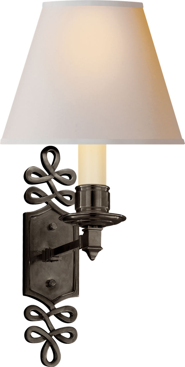 Ginger Single Arm Sconce in Gun Metal with Natural Paper Shade