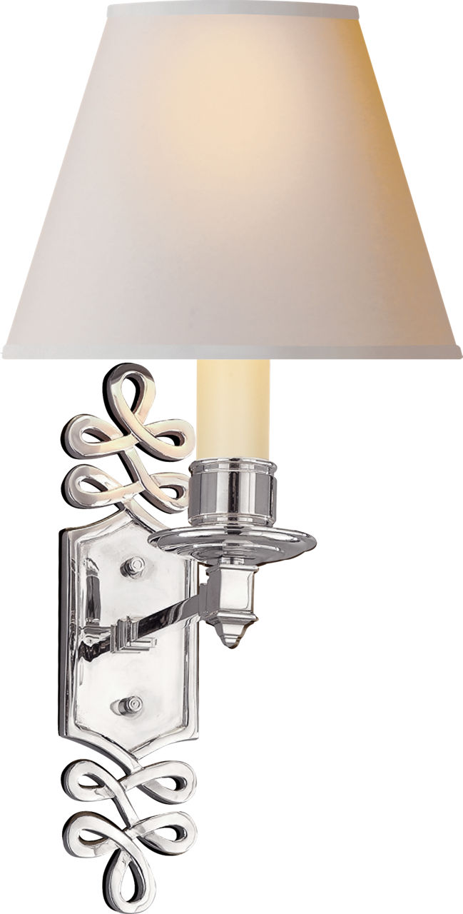 Ginger Single Arm Sconce in Polished Nickel with Natural Paper Shade