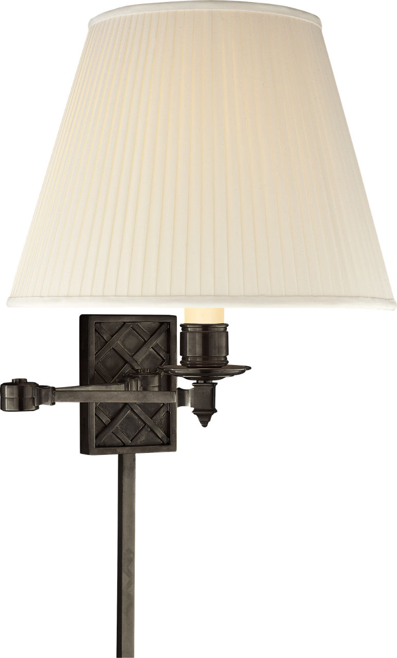 Gene Swing Arm in Gun Metal with Silk Shade