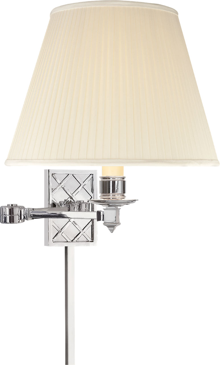 Gene Swing Arm in Polished Nickel with Silk Shade