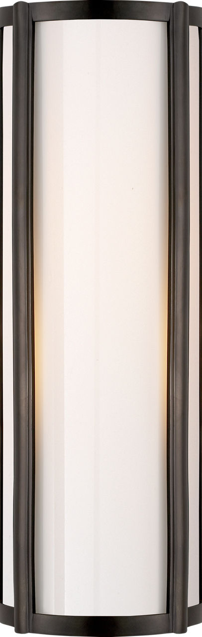 Basil Small Linear Sconce in Gun Metal with White Glass