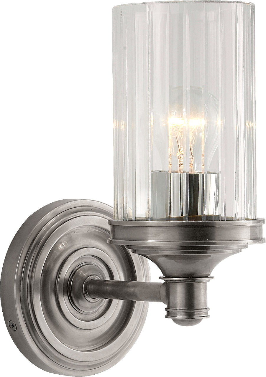 Ava Single Sconce in Antique Nickel with Crystal