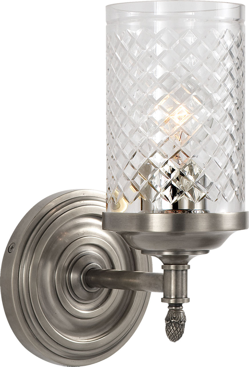 Lita Single Sconce in Antique Nickel with Crystal