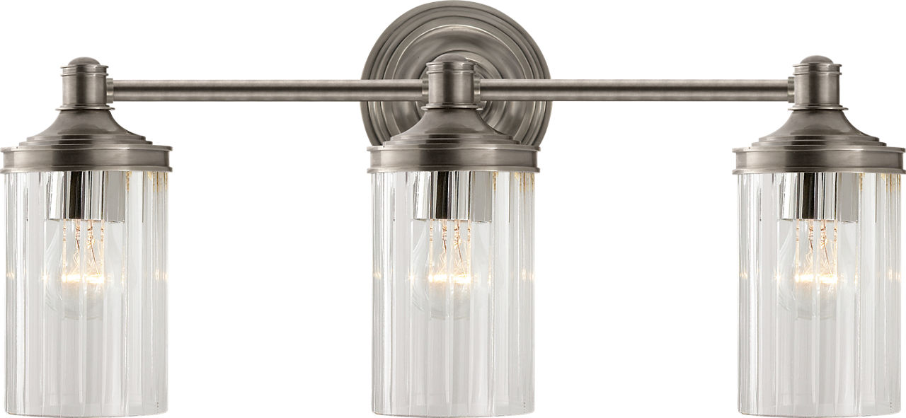 Ava Triple Sconce in Antique Nickel with Crystal