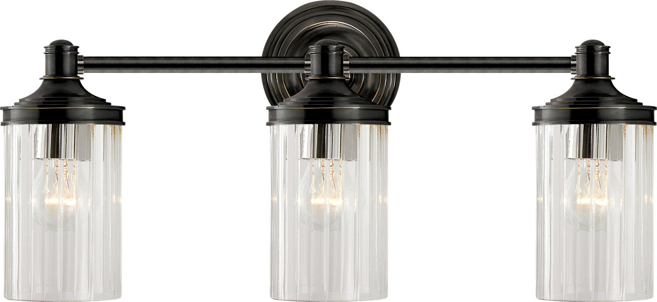Ava Triple Sconce in Bronze with Crystal