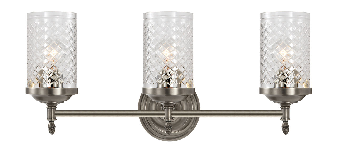 Lita Triple Sconce in Antique Nickel with Crystal