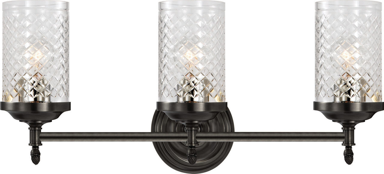 Lita Triple Sconce in Bronze with Crystal