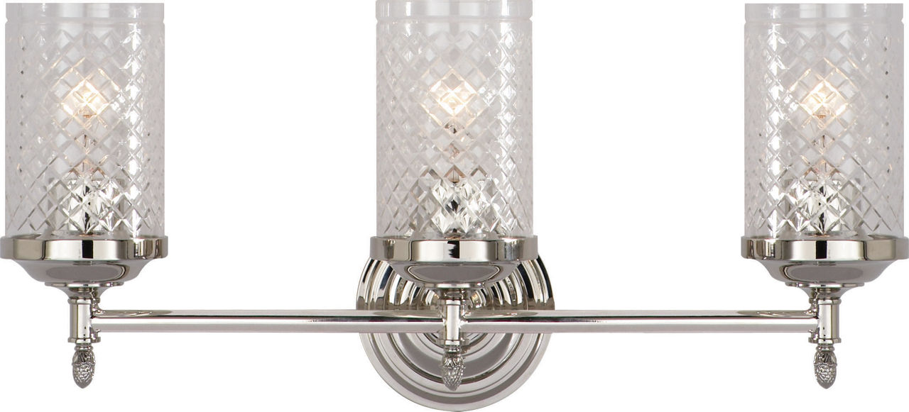 Lita Triple Sconce in Polished Nickel with Crystal