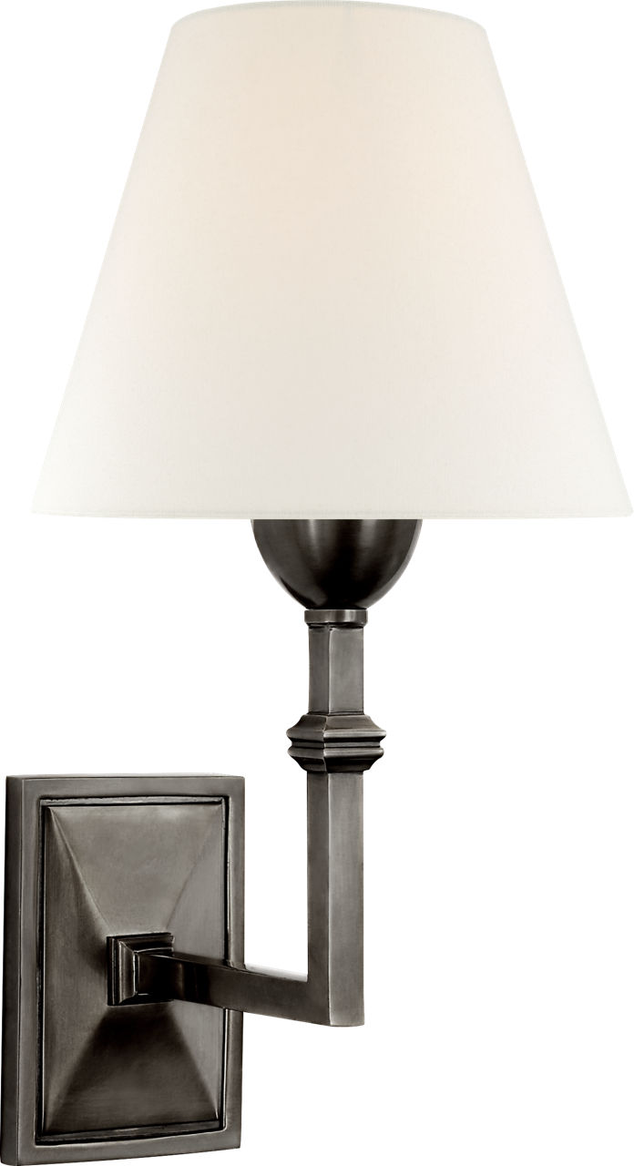 Jane Wall Sconce in Gun Metal with Linen Shade