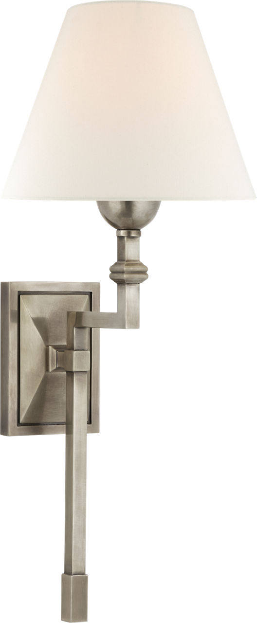 Jane Medium Single Tail Sconce in Antique Nickel with Linen Shade