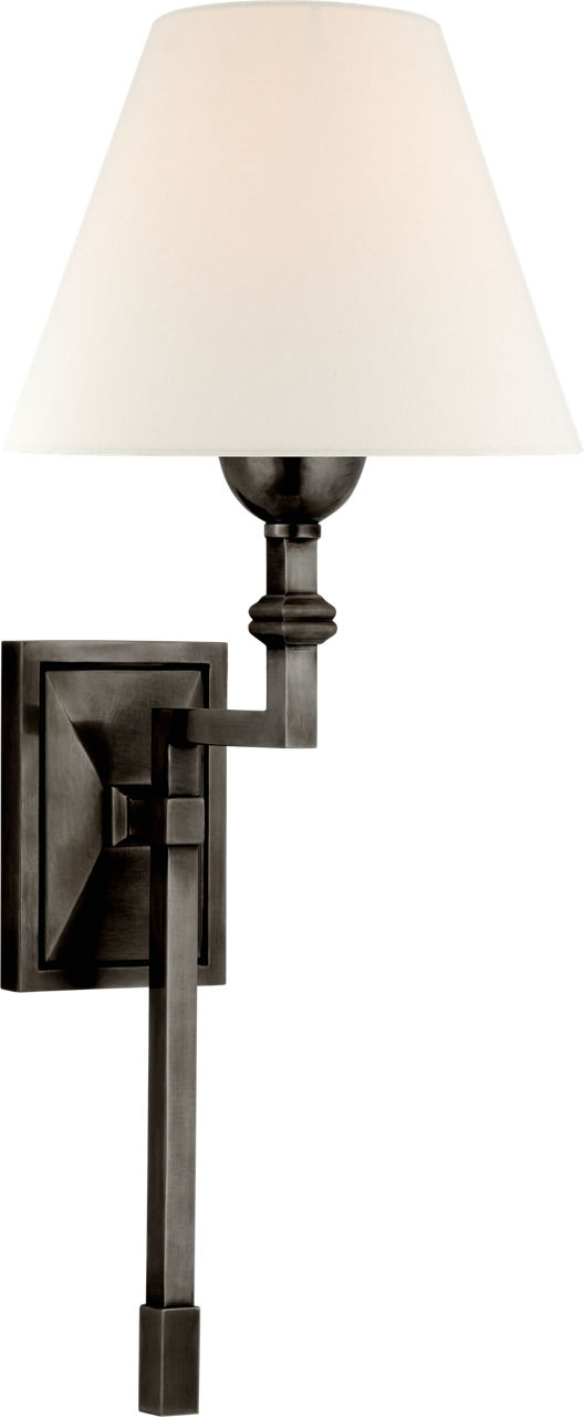 Jane Medium Single Tail Sconce in Gun Metal with Linen Shade