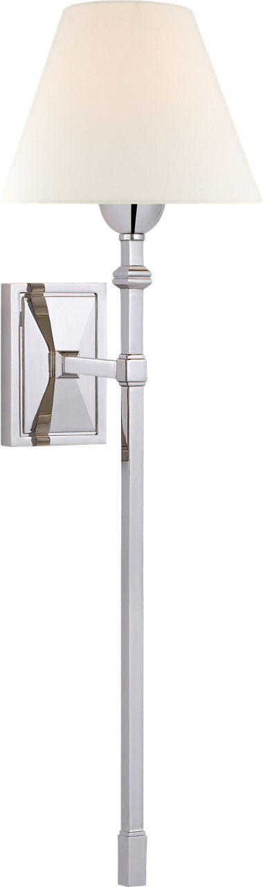 Jane Large Single Tail Sconce in Polished Nickel with Linen Shade