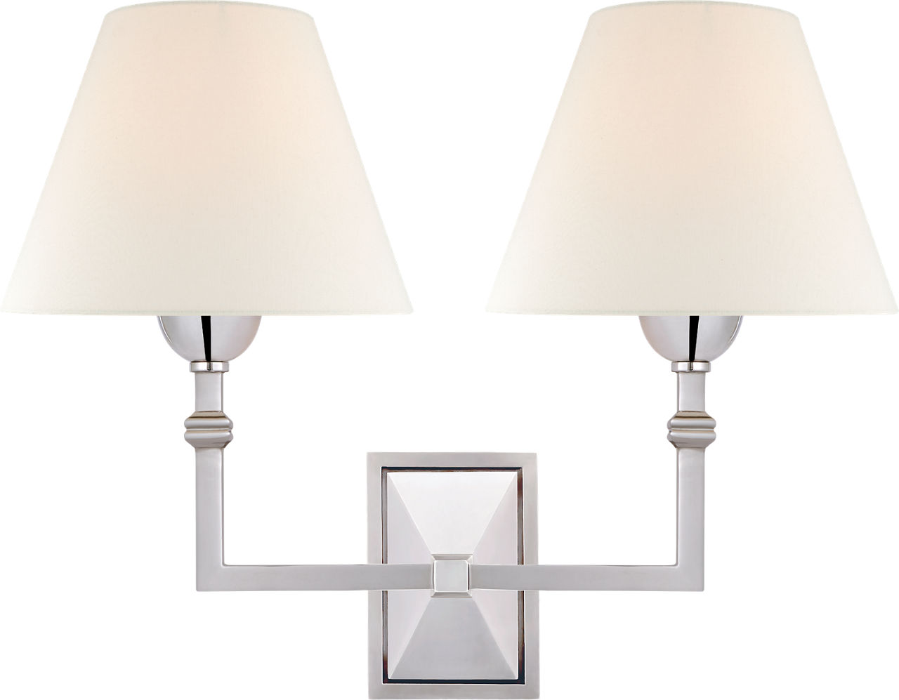 Jane Double Sconce in Polished Nickel with Linen Shade