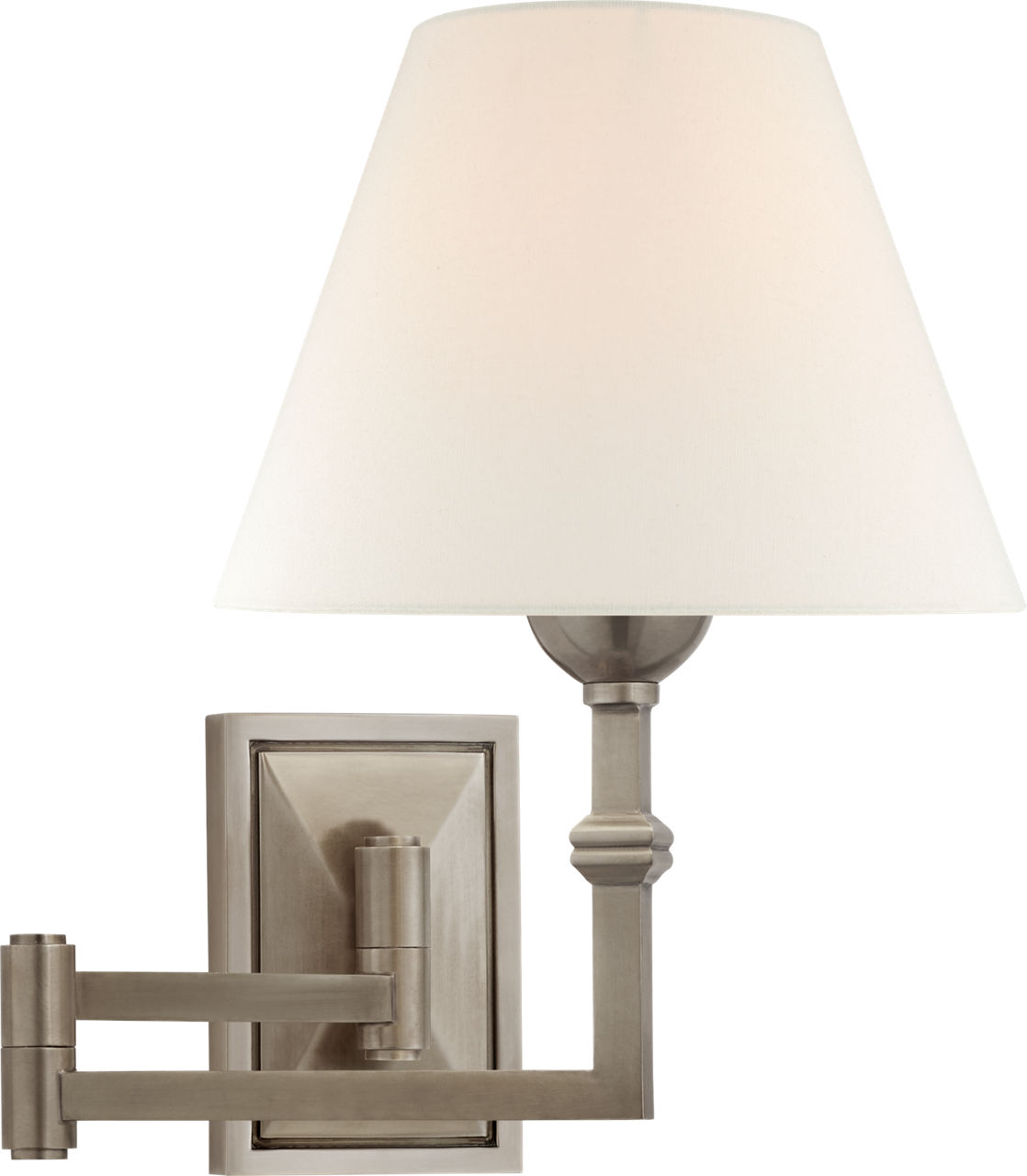 Jane Swing Arm Wall Light in Antique Nickel with Linen Shade