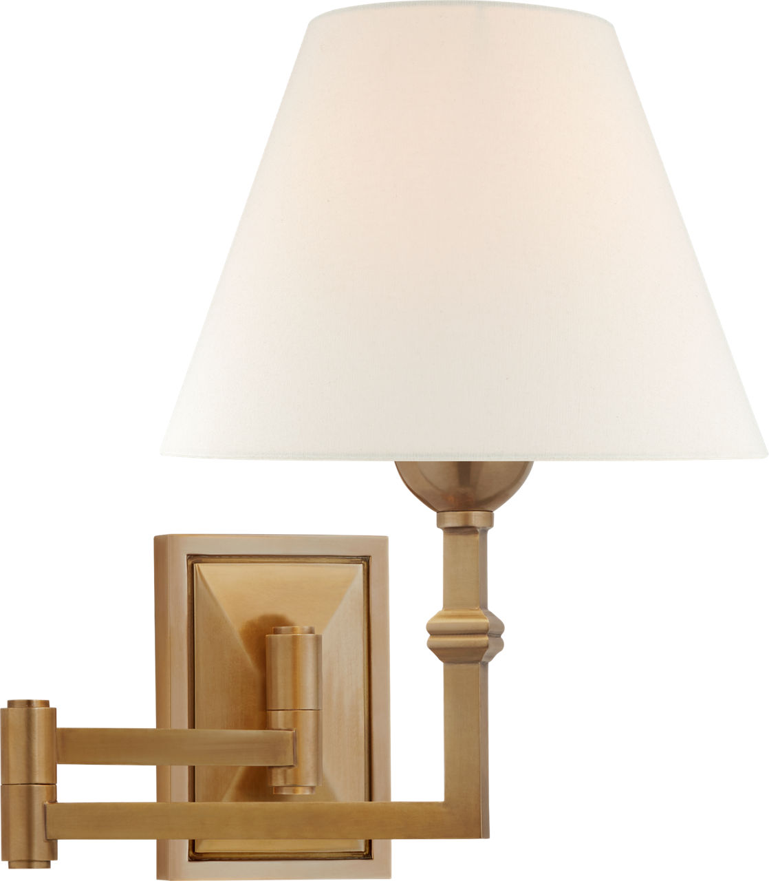 Jane Swing Arm Wall Light in Hand-Rubbed Antique Brass with Linen Shade