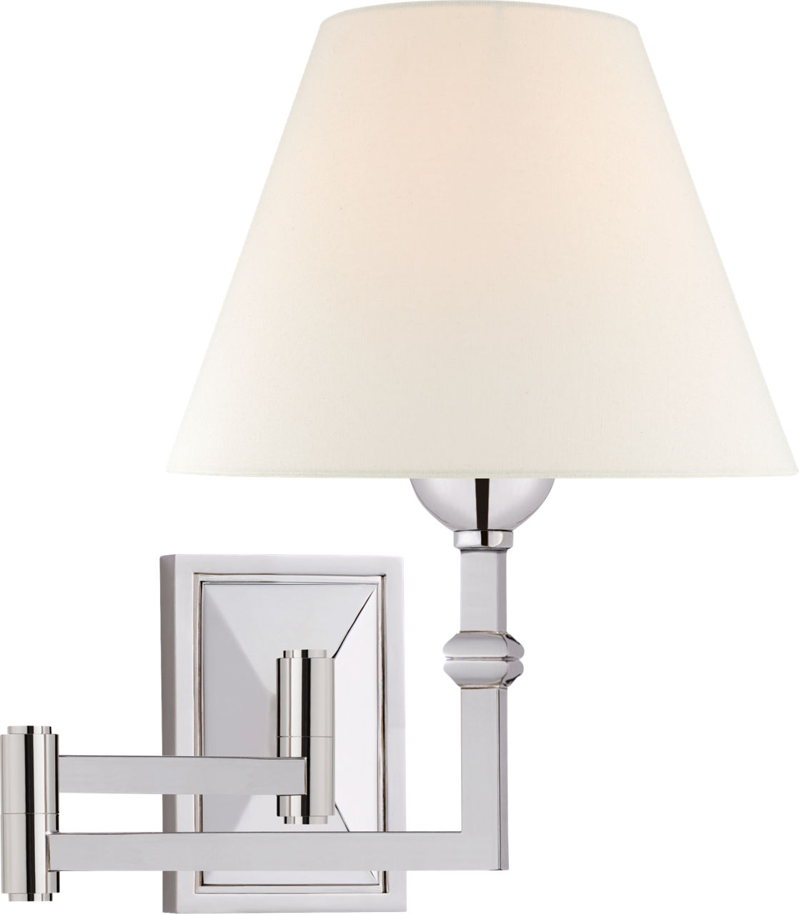 Jane Swing Arm Wall Light in Polished Nickel with Linen Shade