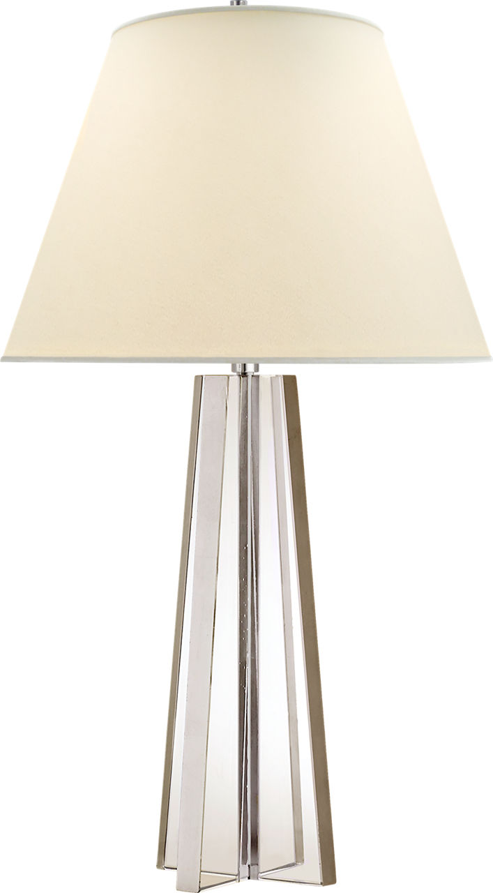 Lila Table Lamp in Crystal and Burnished Silver Leaf with Natural Percale Shade