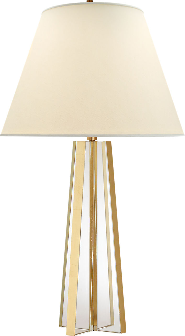 Lila Table Lamp in Crystal and Gild with Natural Percale Shade
