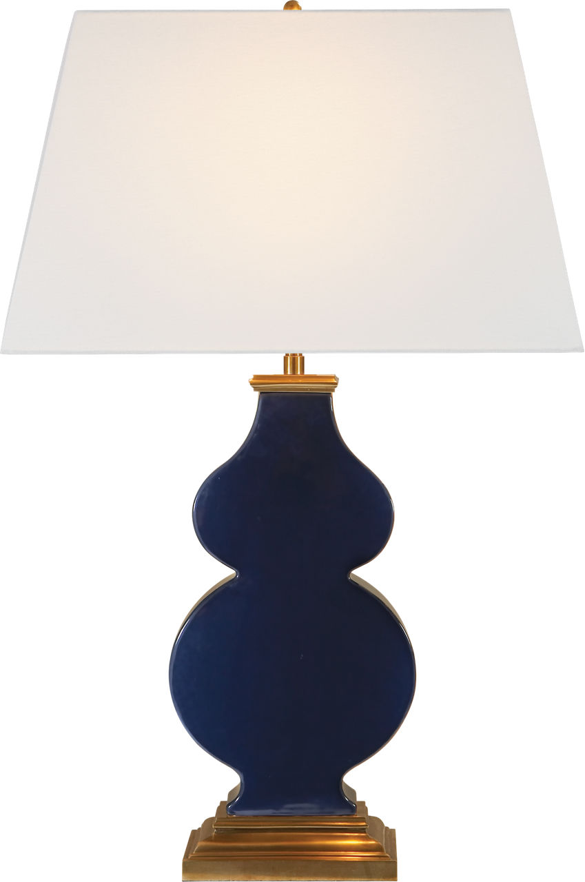 Anita Table Lamp in Midnight Blue Porcelain with Linen Shade