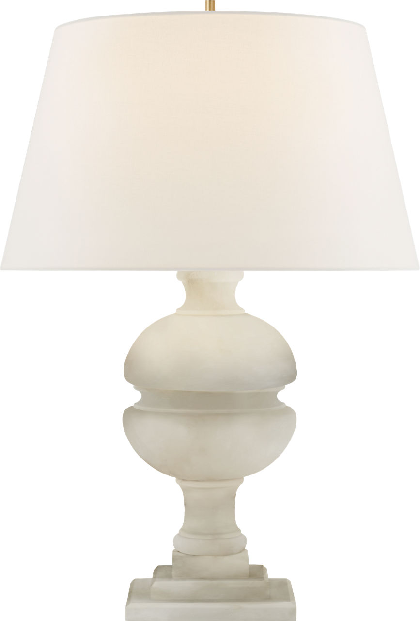 Desmond Table Lamp in Alabaster with Linen Shade