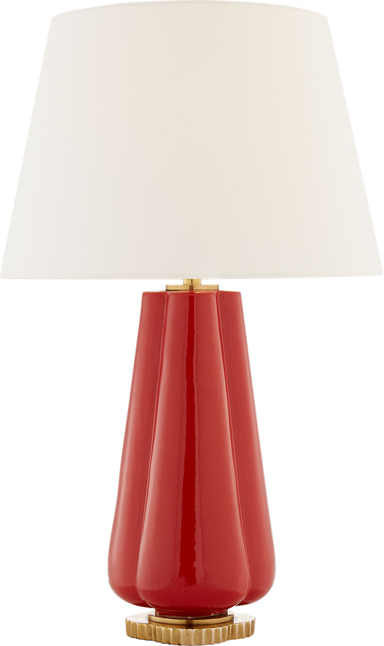 Penelope Table Lamp in Berry Red with Linen Shade