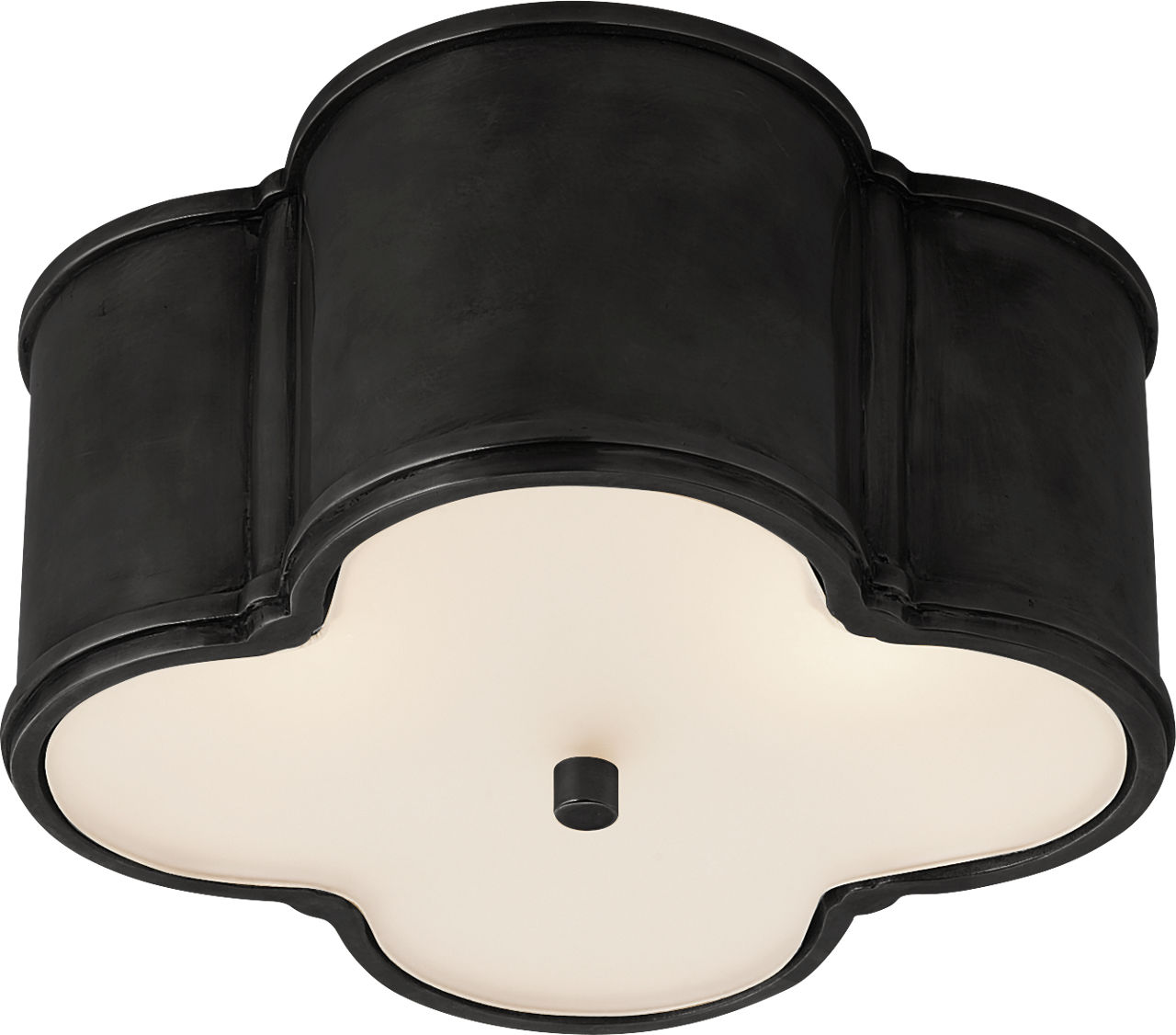 Basil Small Flush Mount in Gun Metal with Frosted Glass