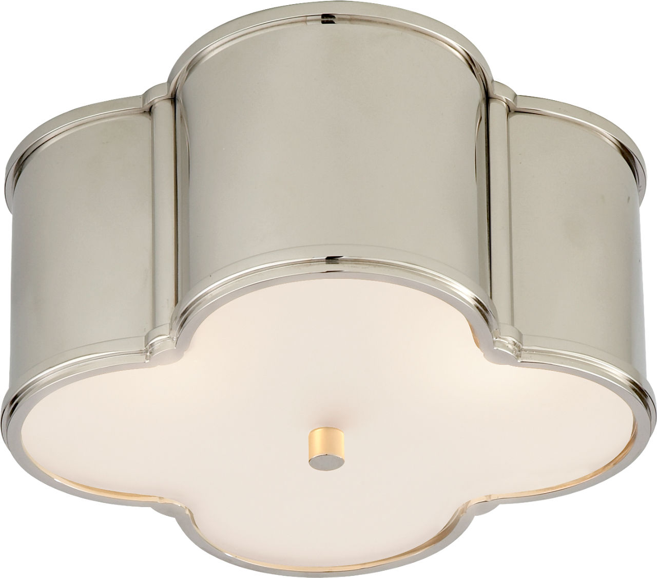 Basil Small Flush Mount in Polished Nickel with Frosted Glass