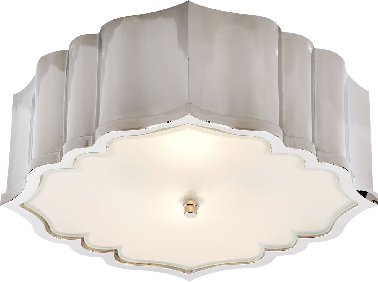 Balthazar Flush Mount in Polished Nickel with Frosted Glass