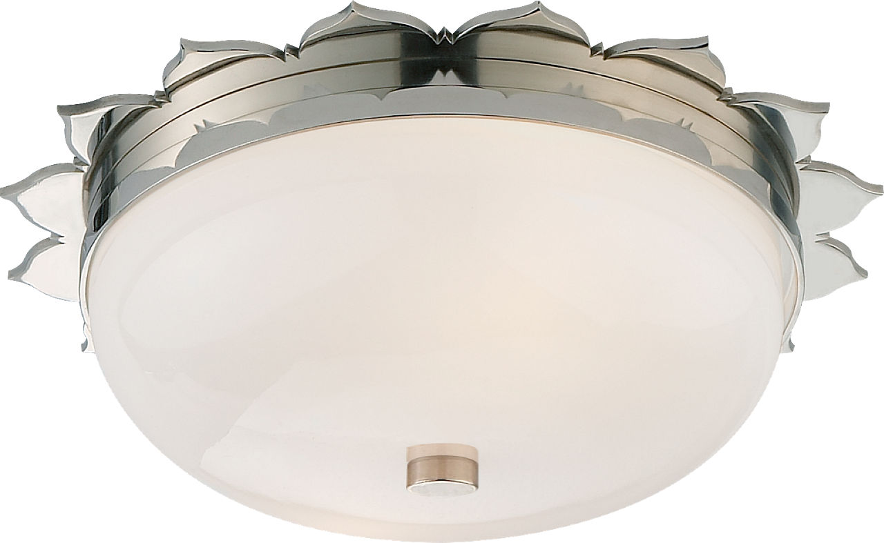 Rachel Small Flush Mount in Polished Nickel with White Glass