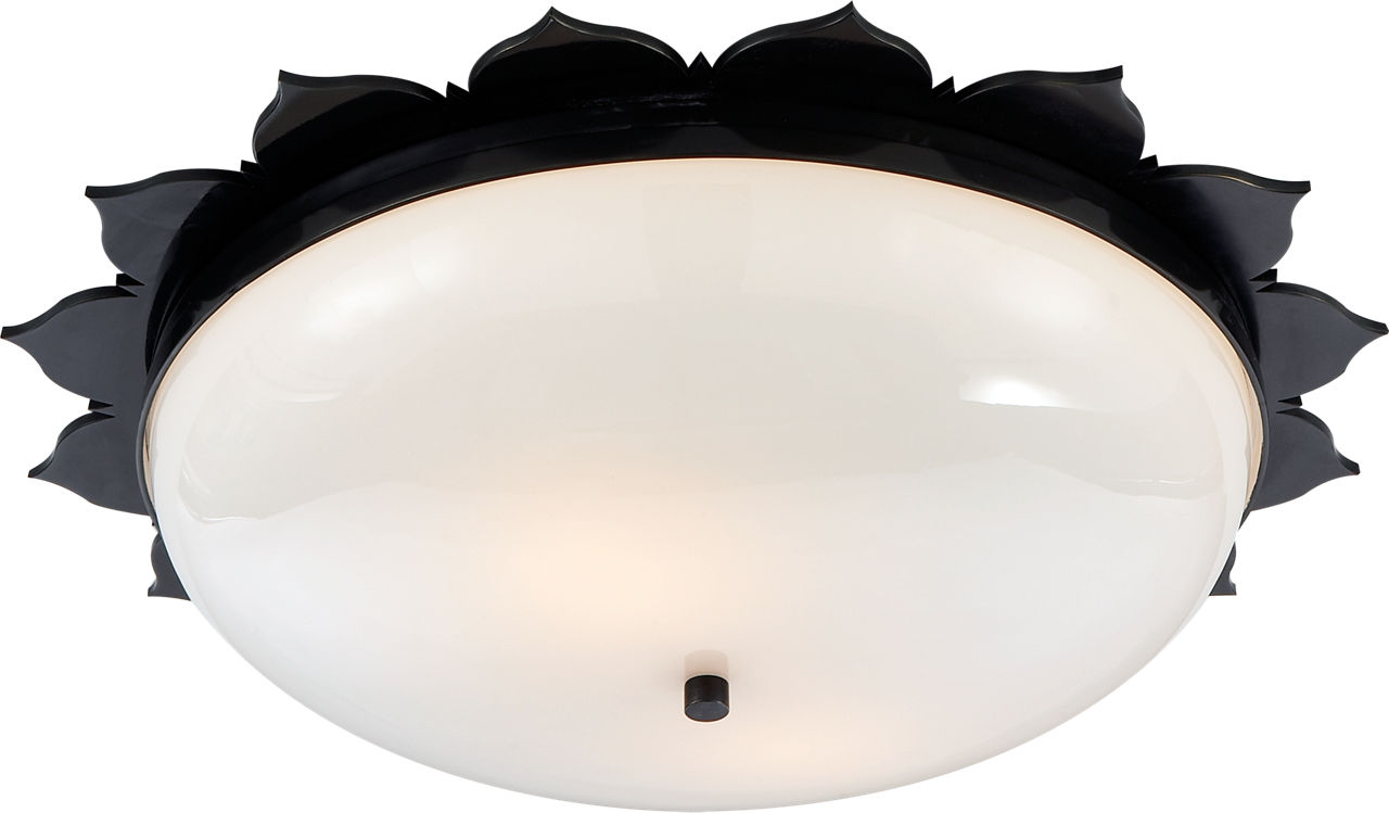 Rachel Large Flush Mount in Gun Metal with White Glass