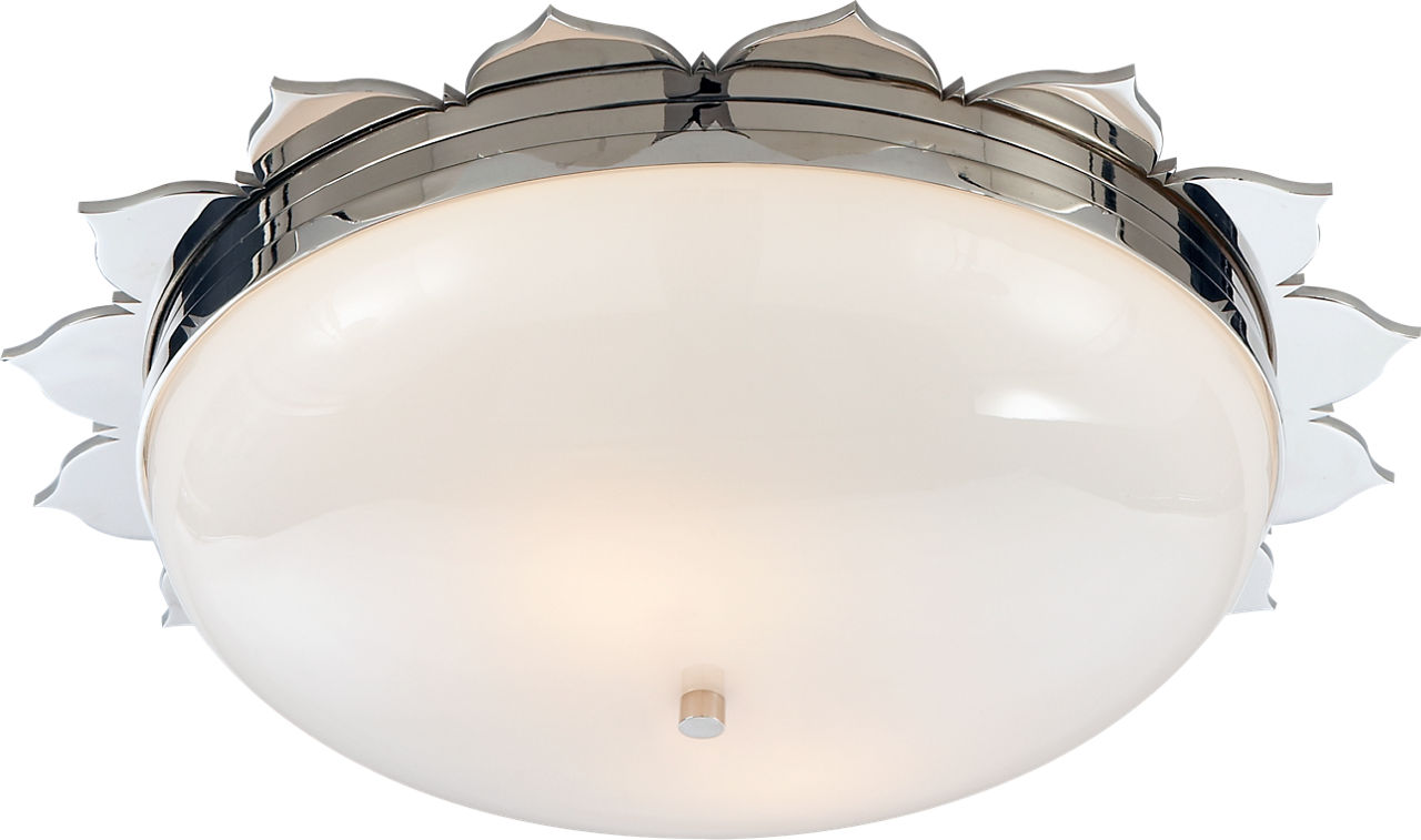 Rachel Large Flush Mount in Polished Nickel with White Glass